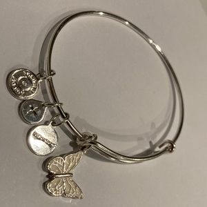 Alex and ani silver tone bracelet with enamel February butterfly of the month